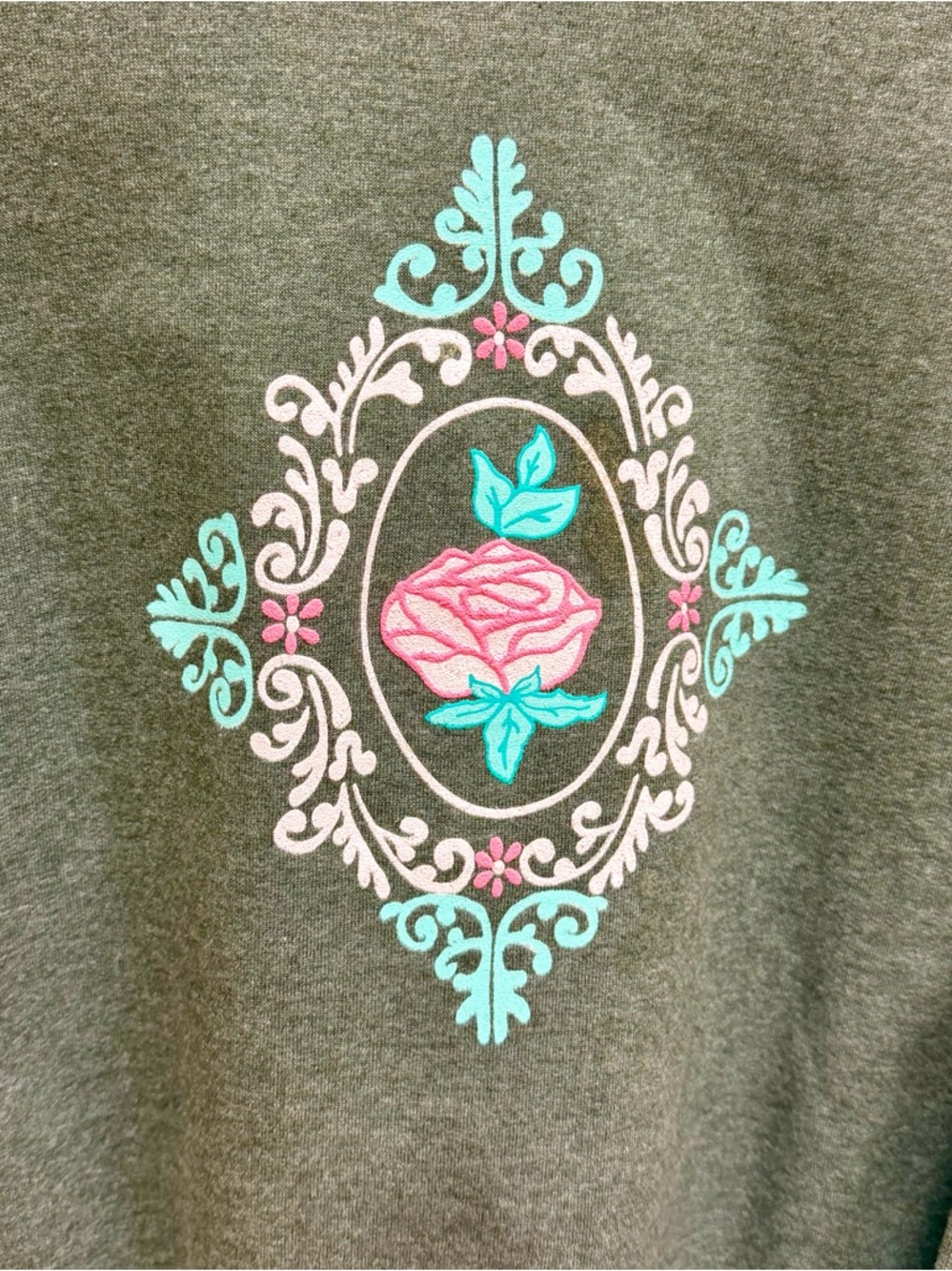 80s Vintage 🩷 Daniel Green Leisurewear Rose Collared Sweatshirt - LIKE NEW! - Picture 2 of 4